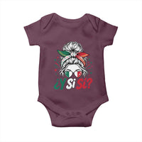Y Si Si Mexican Flag Messy Bun with Sunglasses Graphic Baby Onesie What If Yes Mexico Latina Pride