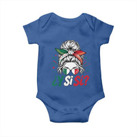 Y Si Si Mexican Flag Messy Bun with Sunglasses Graphic Baby Onesie What If Yes Mexico Latina Pride