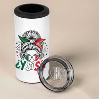 Y Si Si Mexican Flag Messy Bun with Sunglasses Graphic 4 in 1 Can Cooler Tumbler What If Yes Mexico Latina Pride