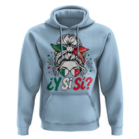 Y Si Si Mexican Flag Messy Bun with Sunglasses Graphic Hoodie What If Yes Mexico Latina Pride
