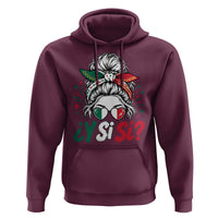 Y Si Si Mexican Flag Messy Bun with Sunglasses Graphic Hoodie What If Yes Mexico Latina Pride