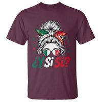 Y Si Si Mexican Flag Messy Bun with Sunglasses Graphic T Shirt What If Yes Mexico Latina Pride