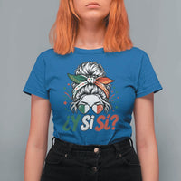 Y Si Si Mexican Flag Messy Bun with Sunglasses Graphic T Shirt For Women What If Yes Mexico Latina Pride