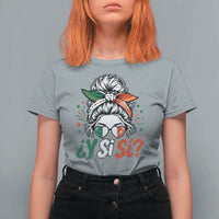 Y Si Si Mexican Flag Messy Bun with Sunglasses Graphic T Shirt For Women What If Yes Mexico Latina Pride