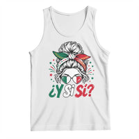 Y Si Si Mexican Flag Messy Bun with Sunglasses Graphic Tank Top What If Yes Mexico Latina Pride