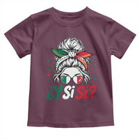 Y Si Si Mexican Flag Messy Bun with Sunglasses Graphic Toddler T Shirt What If Yes Mexico Latina Pride
