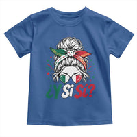 Y Si Si Mexican Flag Messy Bun with Sunglasses Graphic Toddler T Shirt What If Yes Mexico Latina Pride