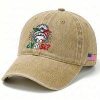 Y Si Si Mexican Flag Messy Bun with Sunglasses Graphic Washed Cotton Baseball Cap What If Yes Mexico Latina Pride