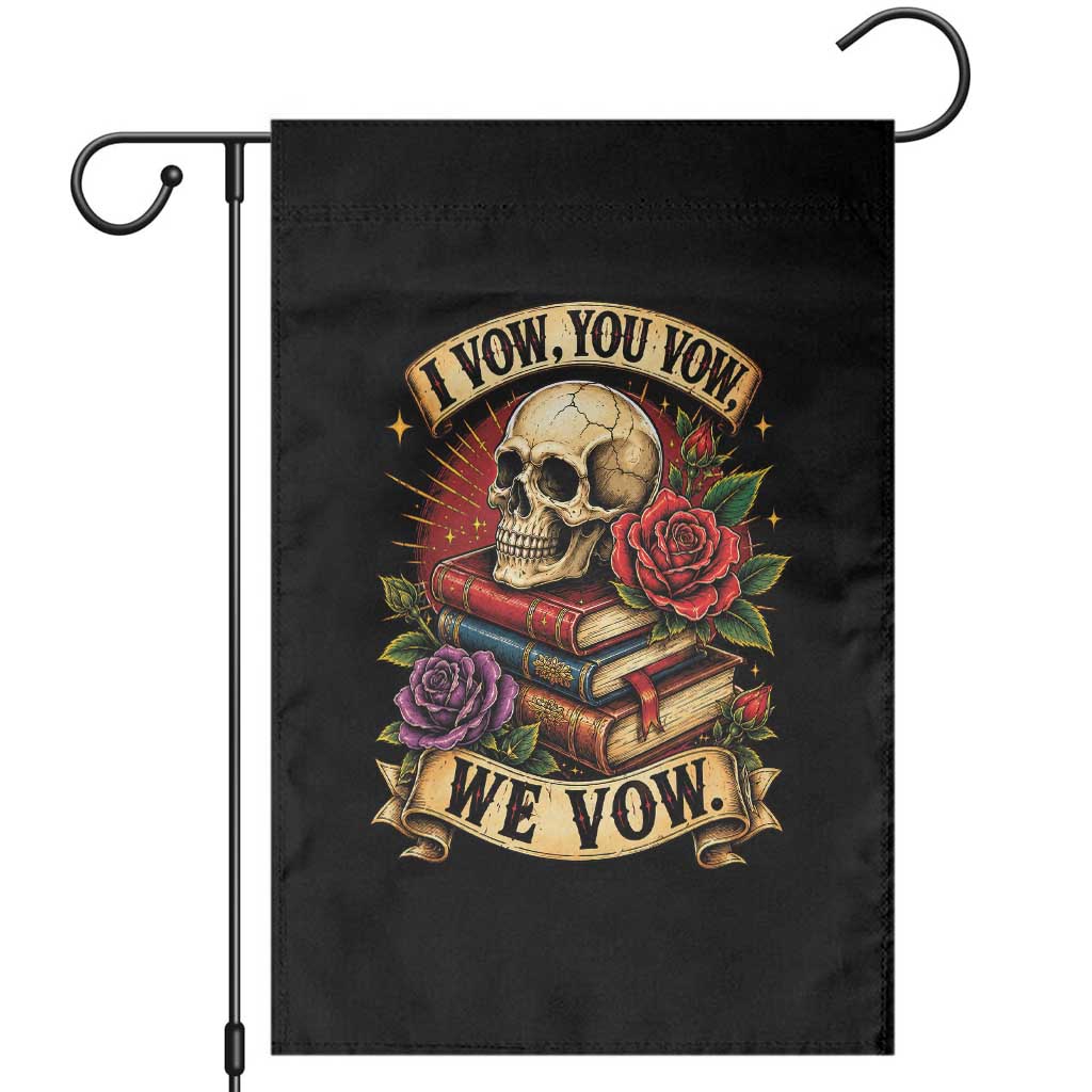 Vintage Skull Roses Gothic Dark Academia Aesthetic Garden Flag I Vow You Vow We Vow Fantasy Fiction Bookish Gift