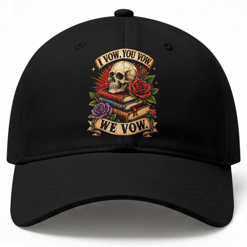 Vintage Skull Roses Gothic Dark Academia Aesthetic Baseball Cap I Vow You Vow We Vow Fantasy Fiction Bookish Gift