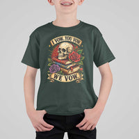 Vintage Skull Roses Gothic Dark Academia Aesthetic T Shirt For Kid I Vow You Vow We Vow Fantasy Fiction Bookish Gift