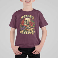 Vintage Skull Roses Gothic Dark Academia Aesthetic T Shirt For Kid I Vow You Vow We Vow Fantasy Fiction Bookish Gift