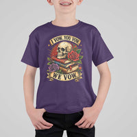 Vintage Skull Roses Gothic Dark Academia Aesthetic T Shirt For Kid I Vow You Vow We Vow Fantasy Fiction Bookish Gift