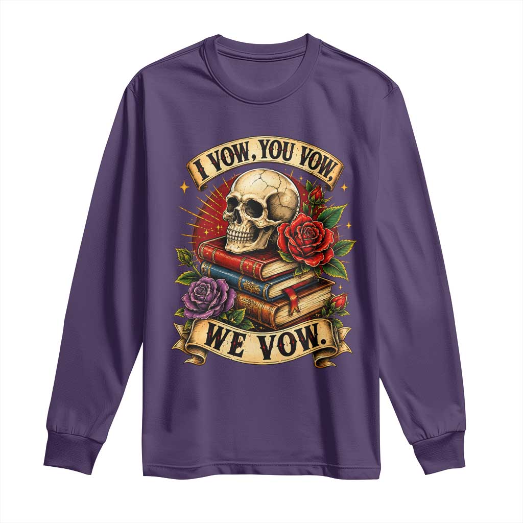 Vintage Skull Roses Gothic Dark Academia Aesthetic Long Sleeve Shirt I Vow You Vow We Vow Fantasy Fiction Bookish Gift