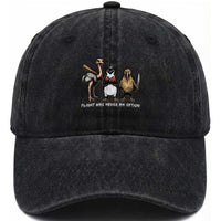 Flight Was Never An Option Flightless Birds Washed Cotton Baseball Cap Funny Ostrich Penguin Kiwi Brawler Dark Humor Graphic
