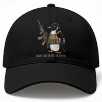 Flight Was Never An Option Tactical Penguin Baseball Cap Funny Military Camo Vest Combat Animal Dark Humor Graphic