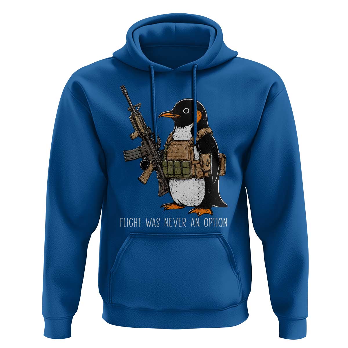 Flight Was Never An Option Tactical Penguin Hoodie Funny Military Camo Vest Combat Animal Dark Humor Graphic