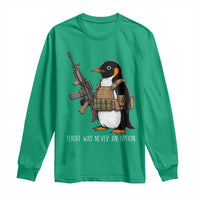 Flight Was Never An Option Tactical Penguin Long Sleeve Shirt Funny Military Camo Vest Combat Animal Dark Humor Graphic
