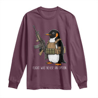 Flight Was Never An Option Tactical Penguin Long Sleeve Shirt Funny Military Camo Vest Combat Animal Dark Humor Graphic