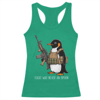 Flight Was Never An Option Tactical Penguin Racerback Tank Top Funny Military Camo Vest Combat Animal Dark Humor Graphic