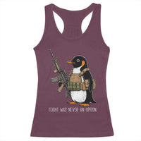 Flight Was Never An Option Tactical Penguin Racerback Tank Top Funny Military Camo Vest Combat Animal Dark Humor Graphic