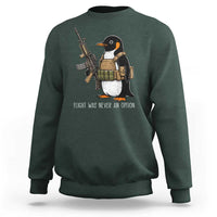 Flight Was Never An Option Tactical Penguin Sweatshirt Funny Military Camo Vest Combat Animal Dark Humor Graphic