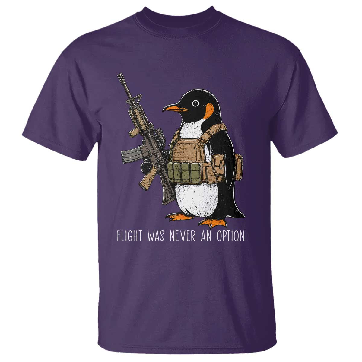 Flight Was Never An Option Tactical Penguin T Shirt Funny Military Camo Vest Combat Animal Dark Humor Graphic