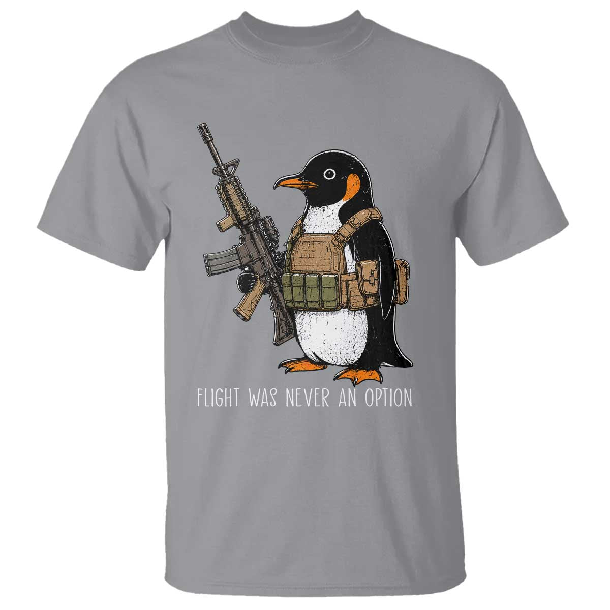 Flight Was Never An Option Tactical Penguin T Shirt Funny Military Camo Vest Combat Animal Dark Humor Graphic