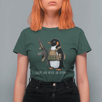 Flight Was Never An Option Tactical Penguin T Shirt For Women Funny Military Camo Vest Combat Animal Dark Humor Graphic