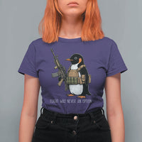 Flight Was Never An Option Tactical Penguin T Shirt For Women Funny Military Camo Vest Combat Animal Dark Humor Graphic