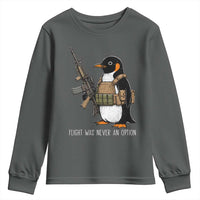 Flight Was Never An Option Tactical Penguin Youth Sweatshirt Funny Military Camo Vest Combat Animal Dark Humor Graphic