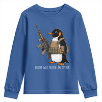 Flight Was Never An Option Tactical Penguin Youth Sweatshirt Funny Military Camo Vest Combat Animal Dark Humor Graphic