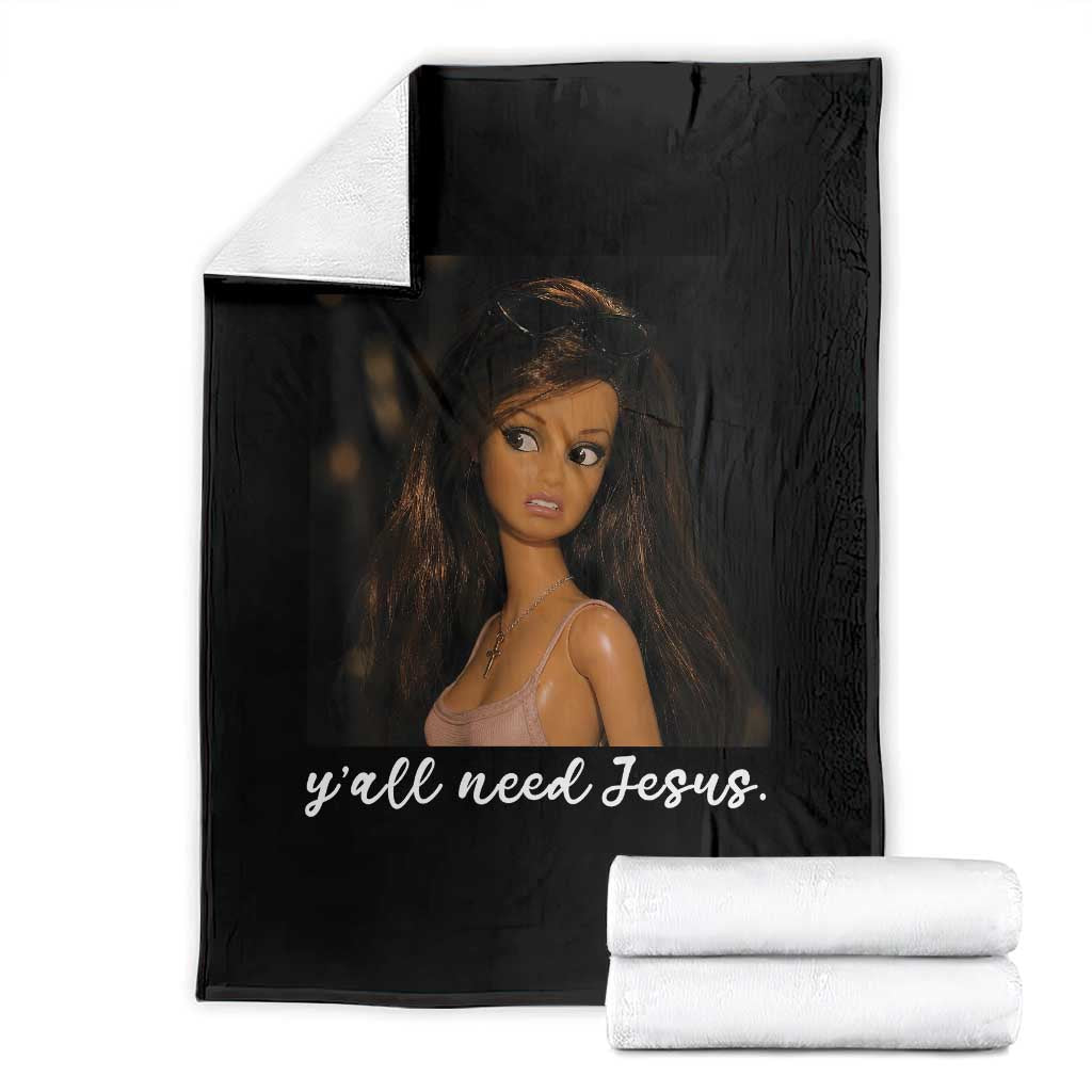 Yall Need Jesus Funny Doll Side Eye Meme Throw Blanket Sarcastic Southern Humor Religion Faith