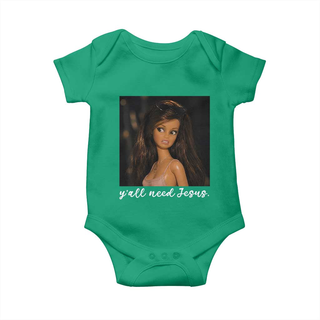 Yall Need Jesus Funny Doll Side Eye Meme Baby Onesie Sarcastic Southern Humor Religion Faith