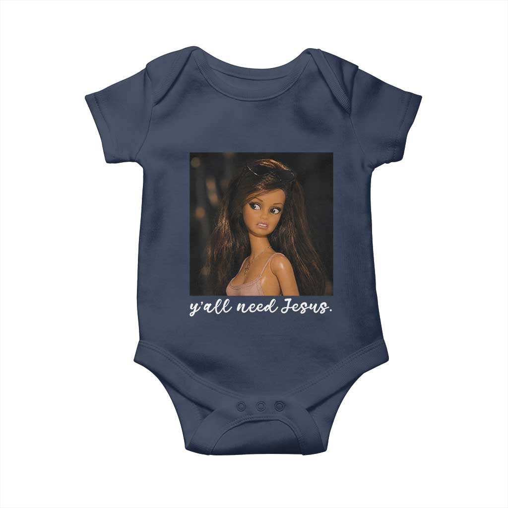 Yall Need Jesus Funny Doll Side Eye Meme Baby Onesie Sarcastic Southern Humor Religion Faith
