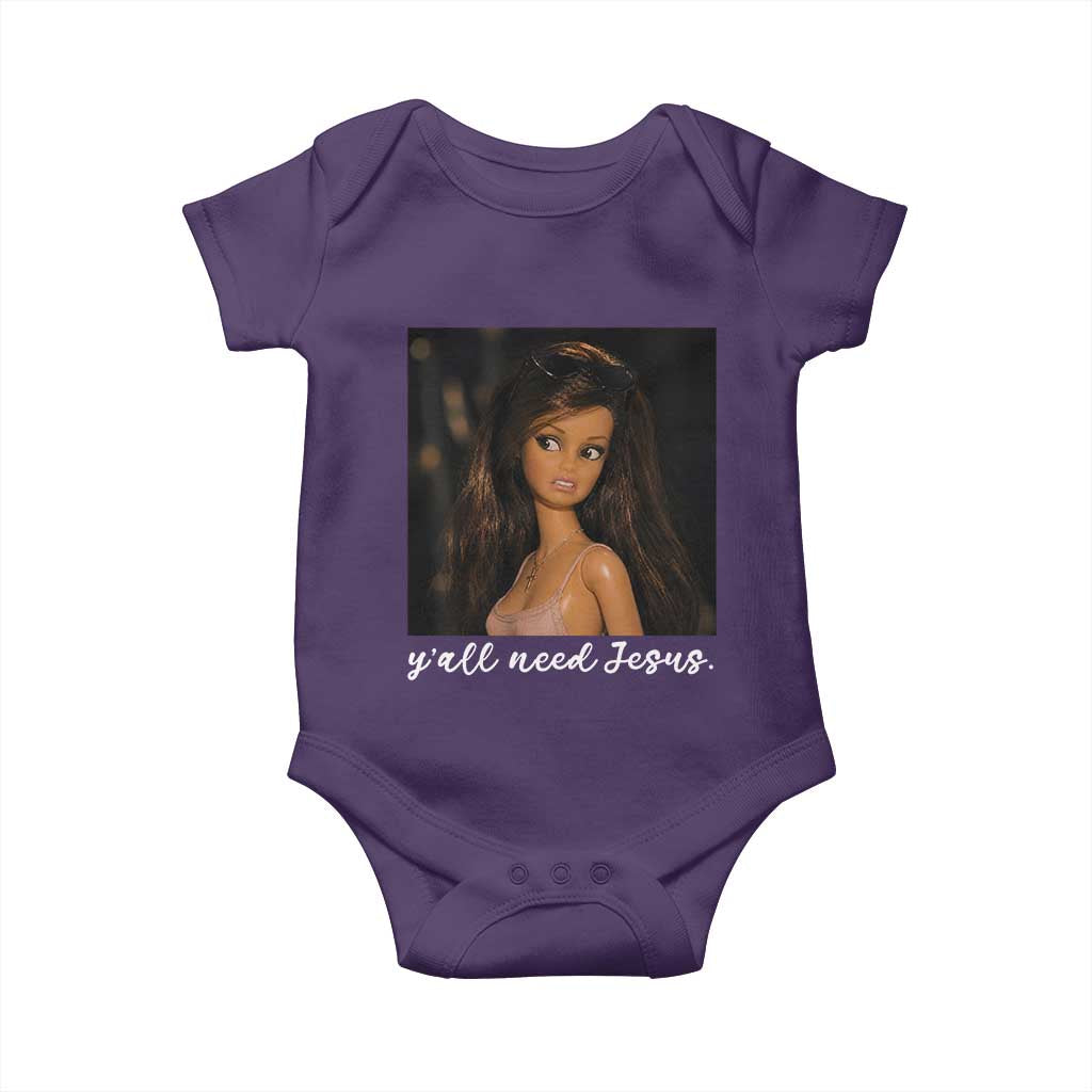 Yall Need Jesus Funny Doll Side Eye Meme Baby Onesie Sarcastic Southern Humor Religion Faith