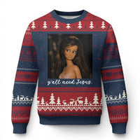 Yall Need Jesus Funny Doll Side Eye Meme Ugly Christmas Sweater Sarcastic Southern Humor Religion Faith