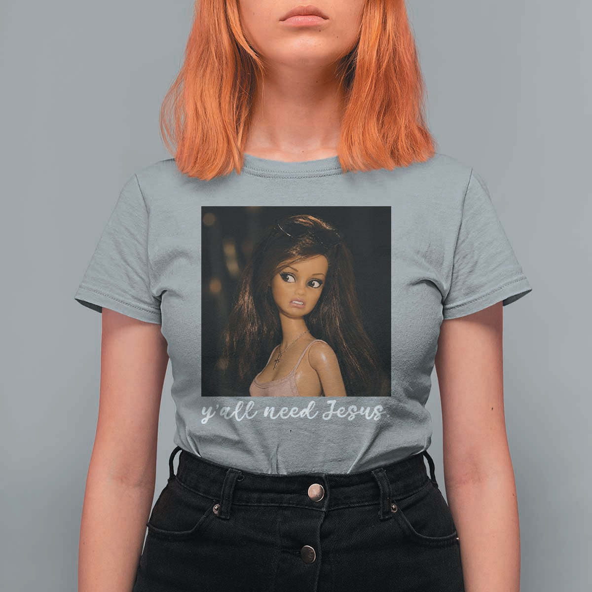 Yall Need Jesus Funny Doll Side Eye Meme T Shirt For Women Sarcastic Southern Humor Religion Faith