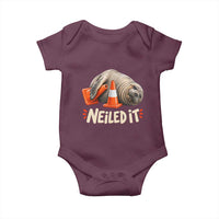 Funny Neil The Seal Nailed It Meme Baby Onesie Cute Chaotic Viral Elephant Seal Traffic Cone Pun