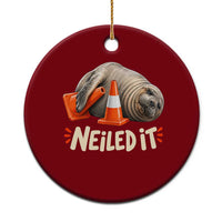 Funny Neil The Seal Nailed It Meme Ceramic Ornament Cute Chaotic Viral Elephant Seal Traffic Cone Pun