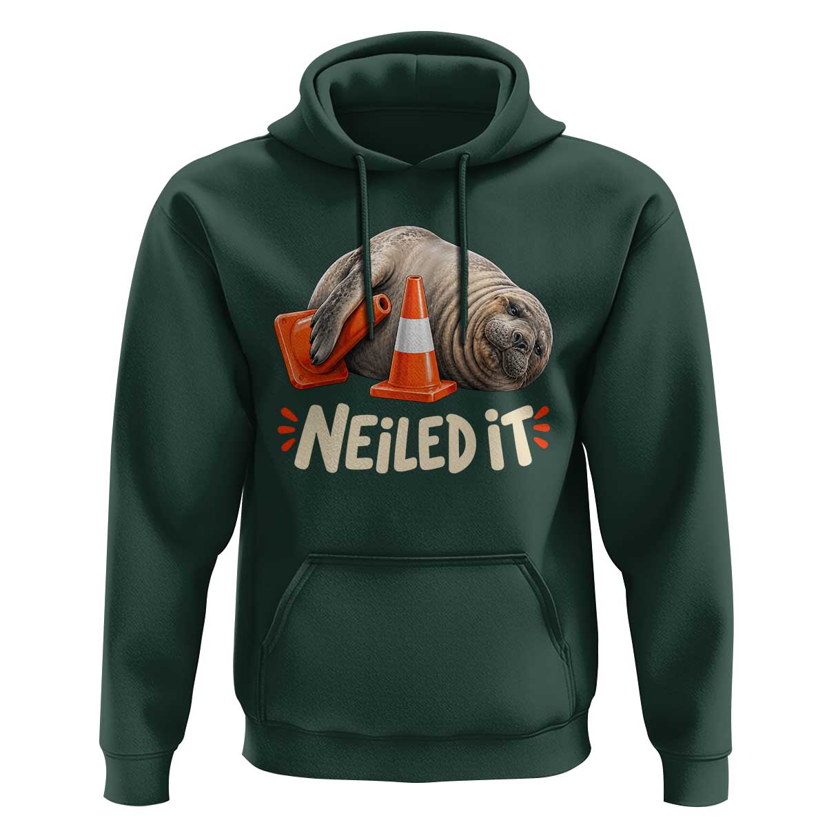 Funny Neil The Seal Nailed It Meme Hoodie Cute Chaotic Viral Elephant Seal Traffic Cone Pun