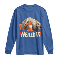 Funny Neil The Seal Nailed It Meme Long Sleeve Shirt Cute Chaotic Viral Elephant Seal Traffic Cone Pun
