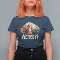 Funny Neil The Seal Nailed It Meme T Shirt For Women Cute Chaotic Viral Elephant Seal Traffic Cone Pun