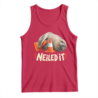 Funny Neil The Seal Nailed It Meme Tank Top Cute Chaotic Viral Elephant Seal Traffic Cone Pun