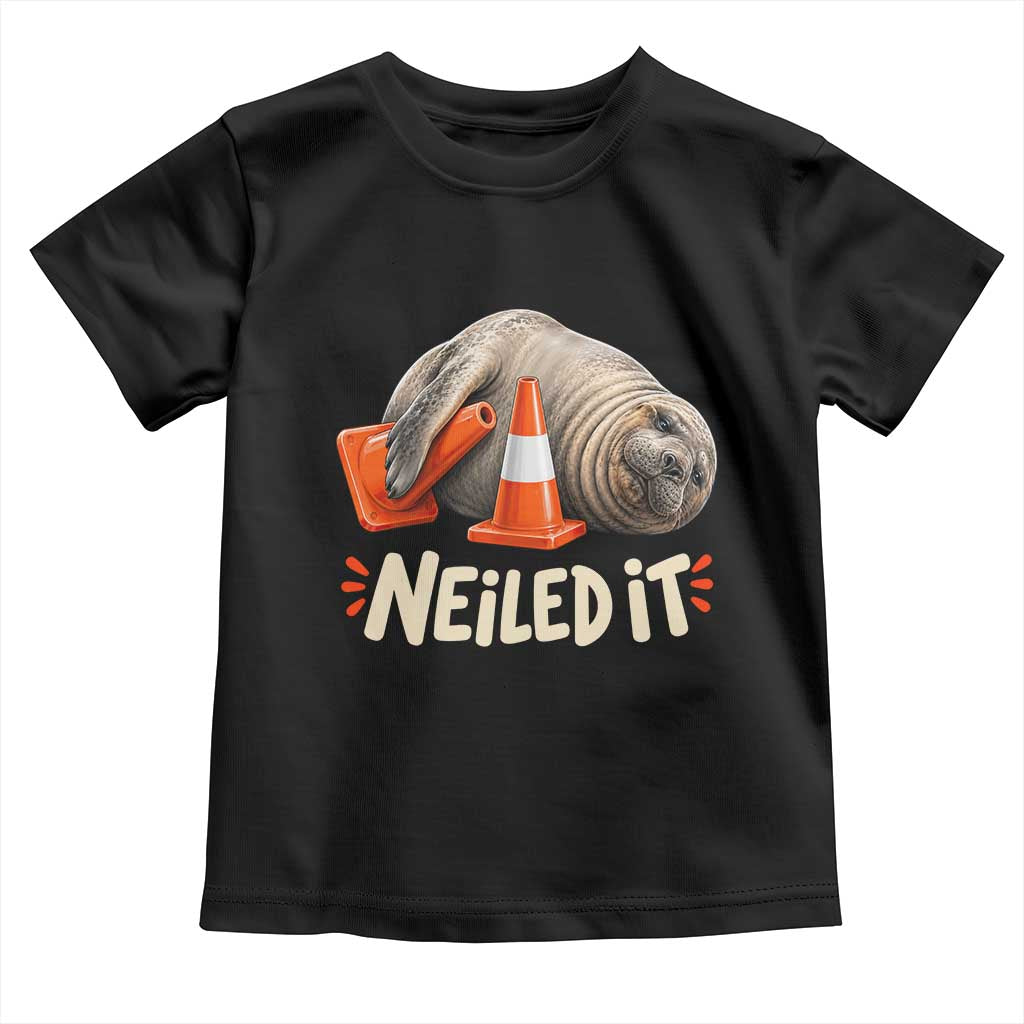 Funny Neil The Seal Nailed It Meme Toddler T Shirt Cute Chaotic Viral Elephant Seal Traffic Cone Pun