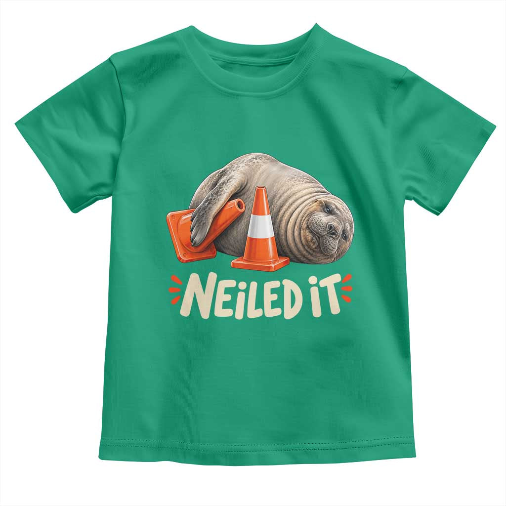 Funny Neil The Seal Nailed It Meme Toddler T Shirt Cute Chaotic Viral Elephant Seal Traffic Cone Pun