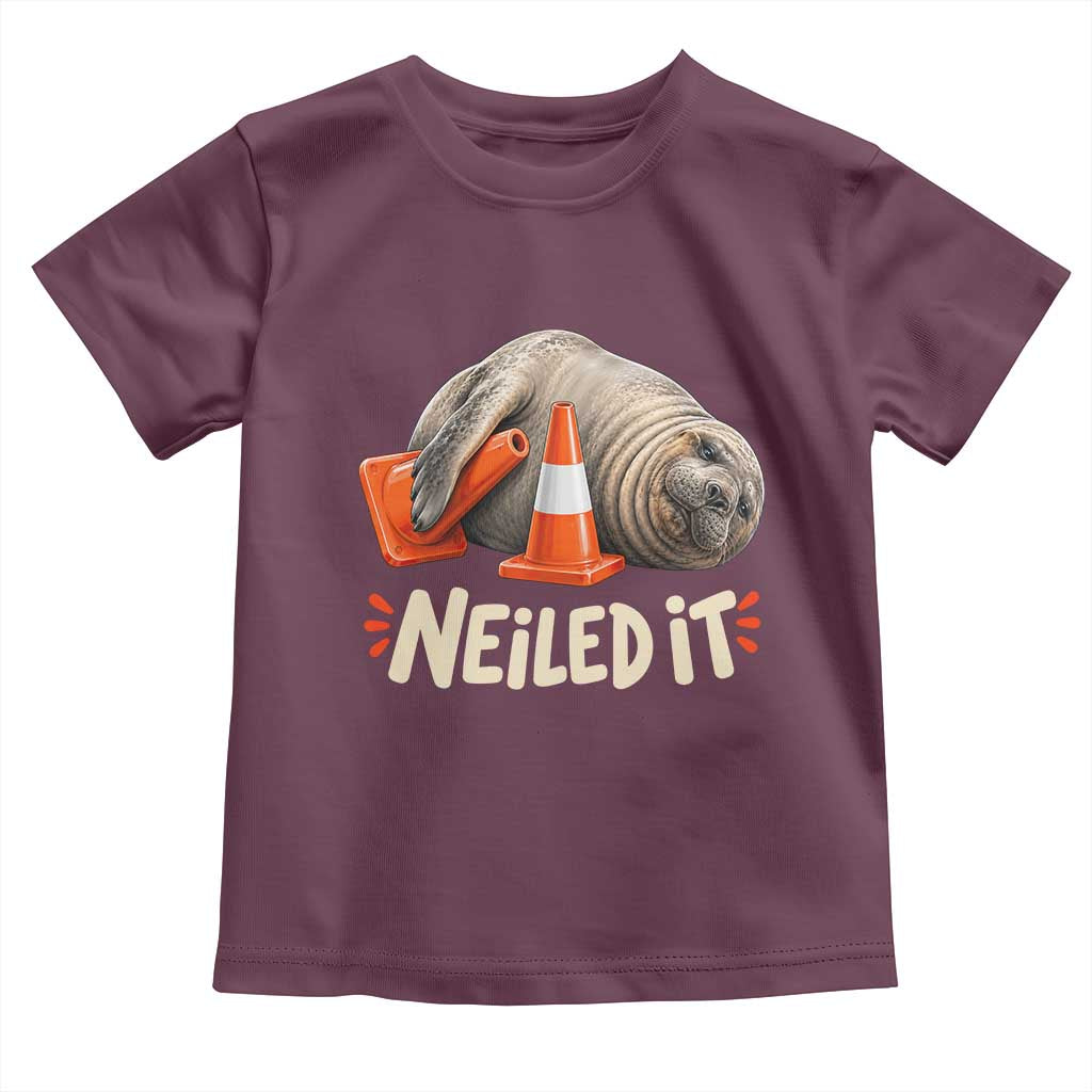 Funny Neil The Seal Nailed It Meme Toddler T Shirt Cute Chaotic Viral Elephant Seal Traffic Cone Pun