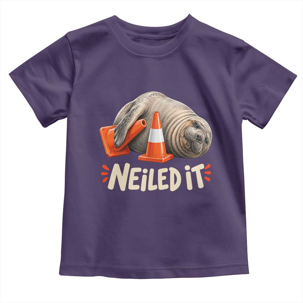 Funny Neil The Seal Nailed It Meme Toddler T Shirt Cute Chaotic Viral Elephant Seal Traffic Cone Pun