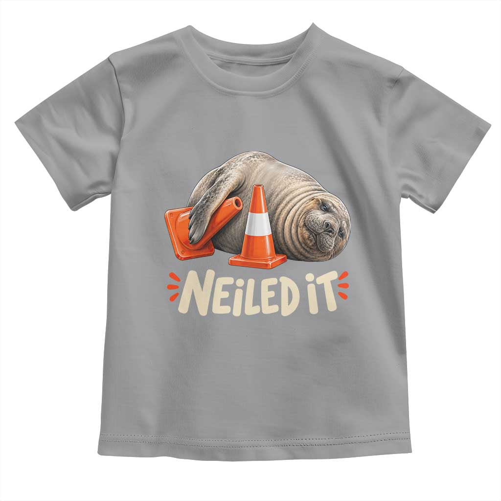 Funny Neil The Seal Nailed It Meme Toddler T Shirt Cute Chaotic Viral Elephant Seal Traffic Cone Pun