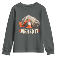 Funny Neil The Seal Nailed It Meme Youth Sweatshirt Cute Chaotic Viral Elephant Seal Traffic Cone Pun